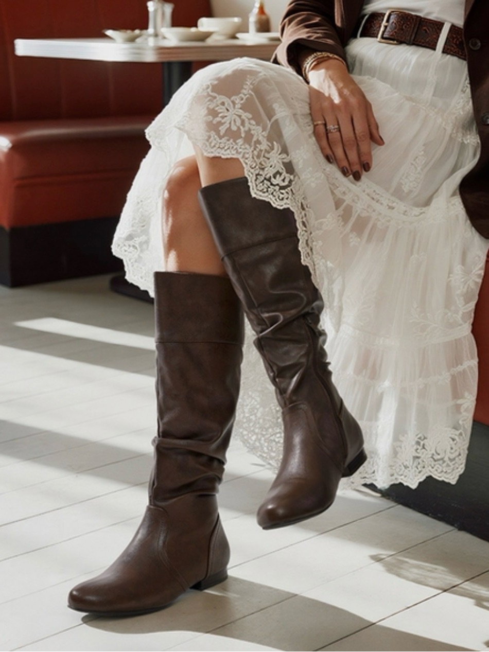 Women's Tall Brown Leather Riding Boots